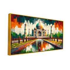 Taj Mahal: Historic Marble Landmark in Colors Canvas Print Wall Painting