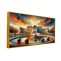 Famous Palace with Fountain and Manicured Gardens Canvas Print Wall Painting