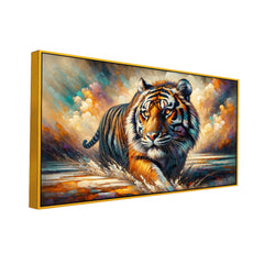 The Vibrant Water Stalker, Tiger Canvas Print Wall Painting