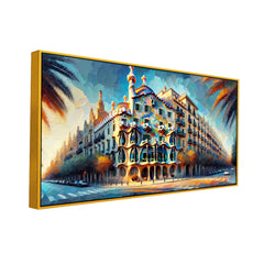 Dancing Colors: Barcelona’s Architectural GemCanvas Print Wall Art