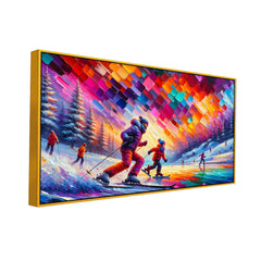 Frozen Lake Joy :Love and Joy on a Frozen Lake Canvas Print Wall Painting