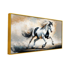 Graceful Horse in Motion with Colorful Abstract Background Canvas Print Wall Art