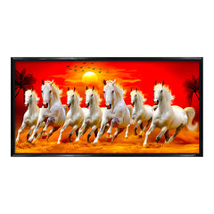 Premium Seven Running Horses at Sunrise Canvas Painting for Wall Decors