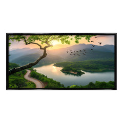 Golden Hour Mountain Lake premium Canvas Painting