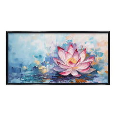 Premium Pink Lotus Flower Painting | Serene Textured Canvas Wall Art | Ready to Hang