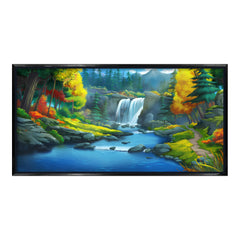 Serene Mountain Waterfall: Enchanted Forest Landscape – Premium Canvas Wall Art