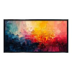 Textured Impasto Abstract Art | Yellow, Red, Blue Modern Framed Canvas