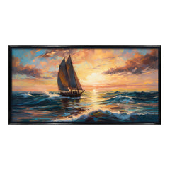 Premium Impressionist Sunset Sailboat Canvas Art