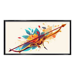 Premium Luxury Gilded Bow and Arrow Abstract Wall Art | Vibrant Fluid Art Archery Canvas Print