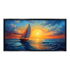 Premium Impressionist Sunset Sailboat Canvas Art