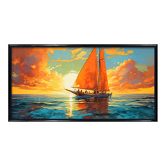 Premium Abstract Sunset Sailboat Canvas Art