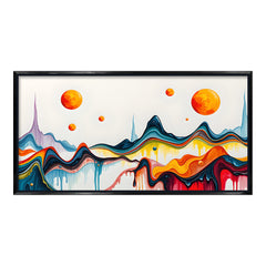Premium Vibrant Abstract Fluid Art Landscape Canvas | Modern Dripping Paint Surreal Planets Wall Art