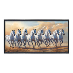 Premium 7 Running White Horses Wall Art