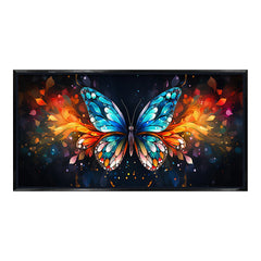 Premium Vibrant Butterfly Canvas Wall Art | Blue and Orange Glowing Wings Painting