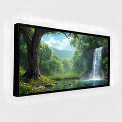 Premium Waterfall Landscape Canvas Art | Peaceful Forest Stream Painting