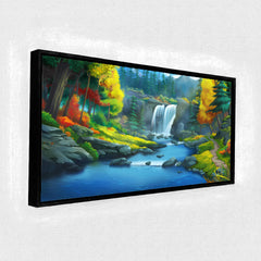 Serene Mountain Waterfall: Enchanted Forest Landscape – Premium Canvas Wall Art
