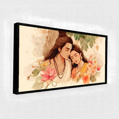 Premium Shiva Parvati Divine Couple Canvas Art | Spiritual Love Portrait Painting