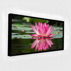 Premium Pink Lotus Flower Wall Art | Serene Water Reflection Canvas Print for Home Decor