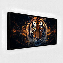 Premium Fierce Tiger Head Canvas Wall Art | Dramatic Dark Animal Portrait