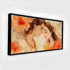 Premium Radha Krishna Divine Love Canvas Art | Peaceful Couple Portrait Painting