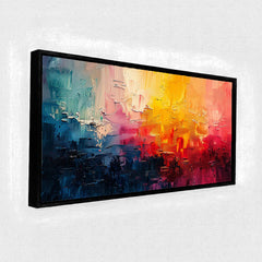 Textured Impasto Abstract Art | Yellow, Red, Blue Modern Framed Canvas