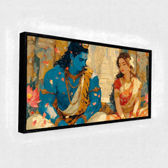Lord Shiva and Goddess Parvati Divine Couple Art | Spiritual Hindu God Canvas Print