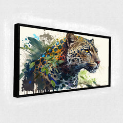 Jungle Cat Fusion: Jaguar Profile with Organic Splatter Art – Contemporary Gallery Quality Decor