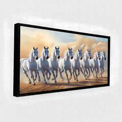 Premium 7 Running White Horses Wall Art