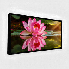 Premium Large Calming Lotus Pond Painting | Modern Floral Nature Canvas for Living Room