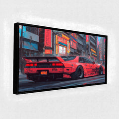 Cyberpunk Red Sports Car premium Canvas Painting
