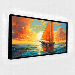 Premium Abstract Sunset Sailboat Canvas Art