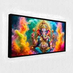 Premium Vibrant Ganesha Canvas Art | Lord Ganesh Hindu God Painting