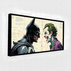 The Dark Knight vs. The Joker: Iconic Rivalry – Premium Blueprint Style Fine Art Print