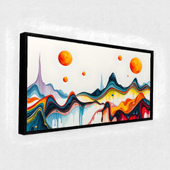 Premium Vibrant Abstract Fluid Art Landscape Canvas | Modern Dripping Paint Surreal Planets Wall Art