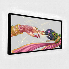 Premium Radha Krishna Hands Canvas Art | Divine Love Spiritual Wall Decor