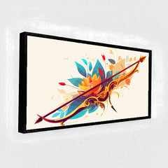 Premium Luxury Gilded Bow and Arrow Abstract Wall Art | Vibrant Fluid Art Archery Canvas Print