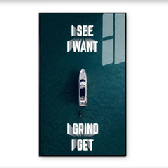 Premium Acrylic Glass Finish - High-Gloss Motivational Success Painting - Modern Hustle Wall Decor