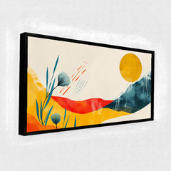 Premium Mid-Century Modern Abstract Art | Minimalist Sun and Mountain Canvas
