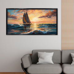 Premium Impressionist Sunset Sailboat Canvas Art