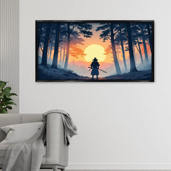 The Lone Warrior's Journey: Samurai Sunset Silhouette – Exclusive Fine Art Canvas
