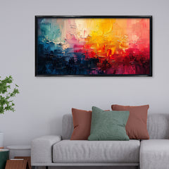 Textured Impasto Abstract Art | Yellow, Red, Blue Modern Framed Canvas