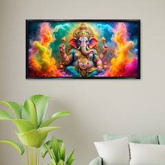 Premium Vibrant Ganesha Canvas Art | Lord Ganesh Hindu God Painting