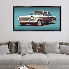 Cruising Style: Nostalgic Vintage Car Illustration – Gallery Grade Retro Wall Art