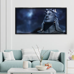 Premium Adiyogi Shiva Statue Canvas Art | Lord Shiva Wall Decor Painting