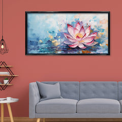 Premium Pink Lotus Flower Painting | Serene Textured Canvas Wall Art | Ready to Hang