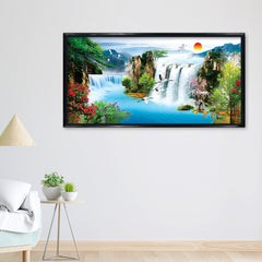 Premium Stunning Waterfall Nature Scenery of Colorful Canvas Wall Paintings & Arts