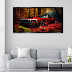 Vibrant Fall Landscape Automotive Premium Canvas Painting