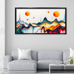 Premium Vibrant Abstract Fluid Art Landscape Canvas | Modern Dripping Paint Surreal Planets Wall Art