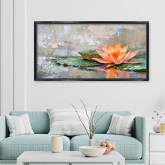 Premium Luxury Textured Lotus Flower Canvas  Painting