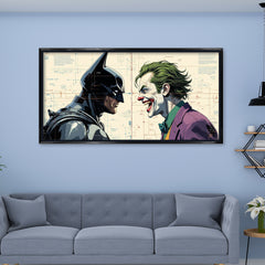 The Dark Knight vs. The Joker: Iconic Rivalry – Premium Blueprint Style Fine Art Print